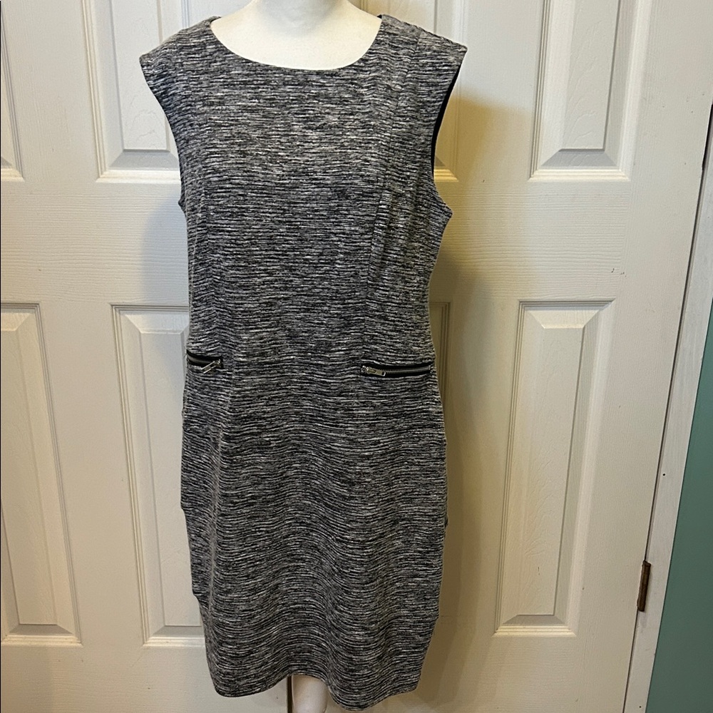 Enfocus Studio Black and Gray Textured Midi Dress